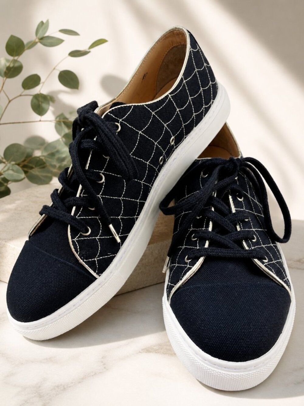 Charlotte Olympia Web Sneakers Black Canvas  EU 41 Made in Portugal NWOT